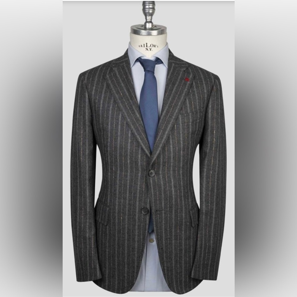 Isaia Napoli 130’s Fodera Wool Pinstripe Men's Blazer Sports Coat, Italy 58, 8R